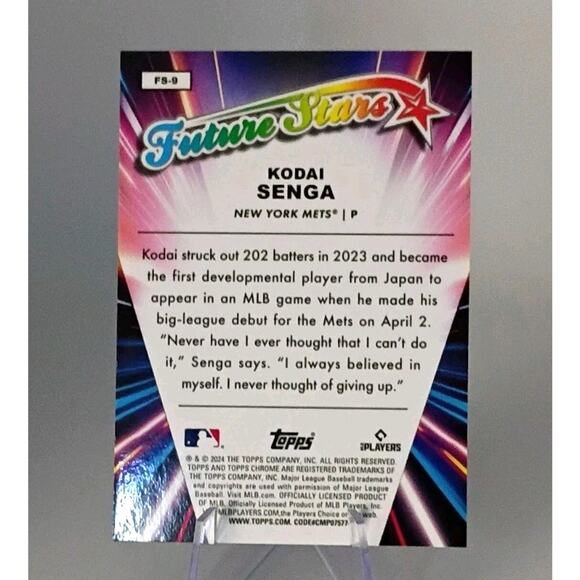 2024 Topps Chrome - Future Stars Kodai Senga #FS-9 REFRACTOR - Picture 4 of 7